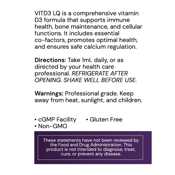 VITD3 LQ - Vitamin D3 + K2 Liquid Complex - label info F25