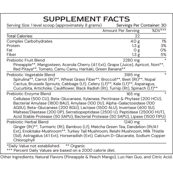 Terra Superfood - supplement facts - H23