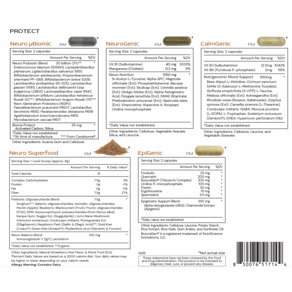 Protect - supplement facts G/25 - subject to change